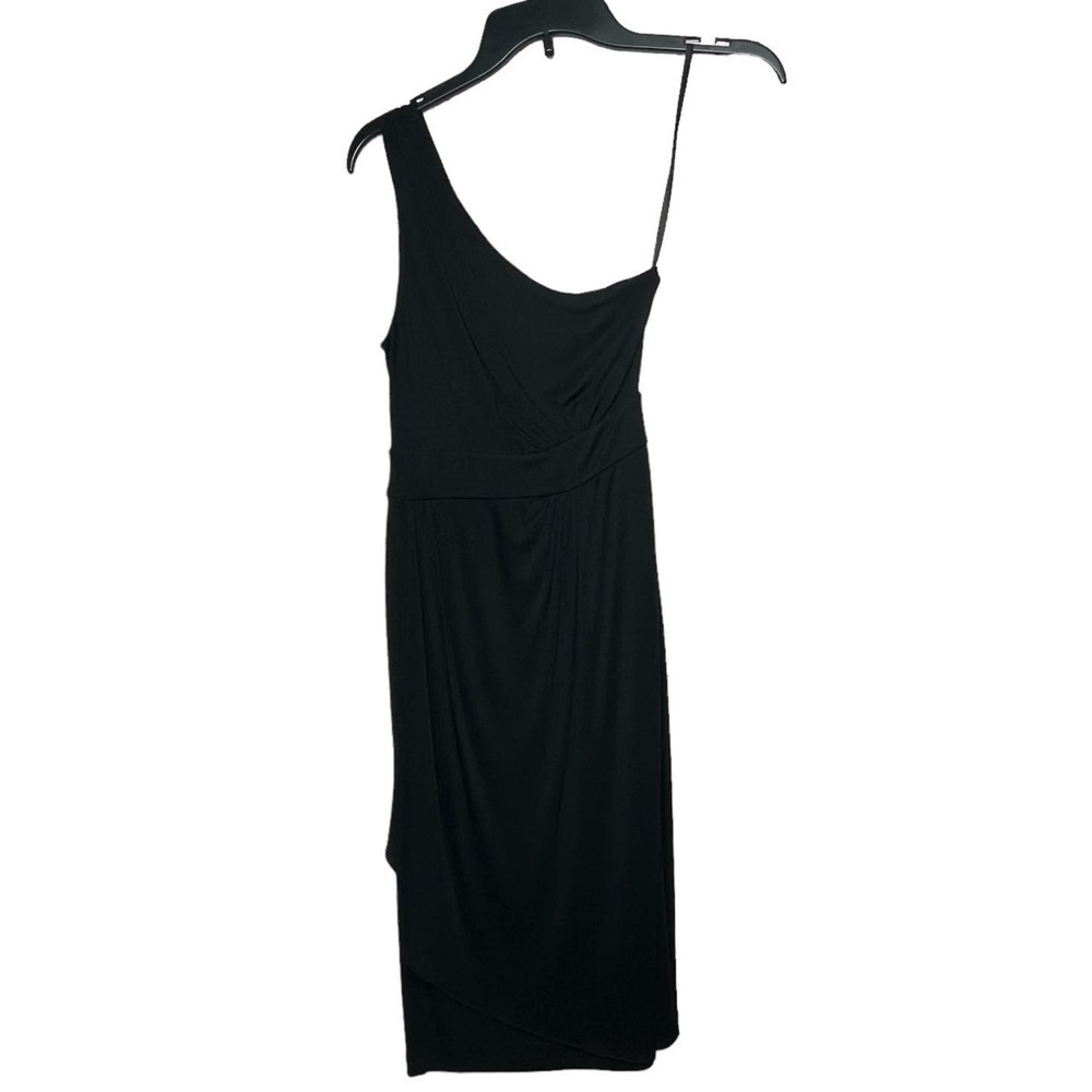 Diane Von Furstenberg Black Rona One Shoulder Silk Blend Cocktail Dress Size 0